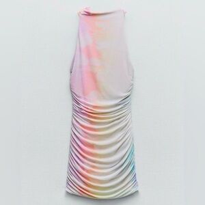ZARA Short Pastel Tie-dye Printed Tulle Dress Size Medium NWOT 3071/001 016/331